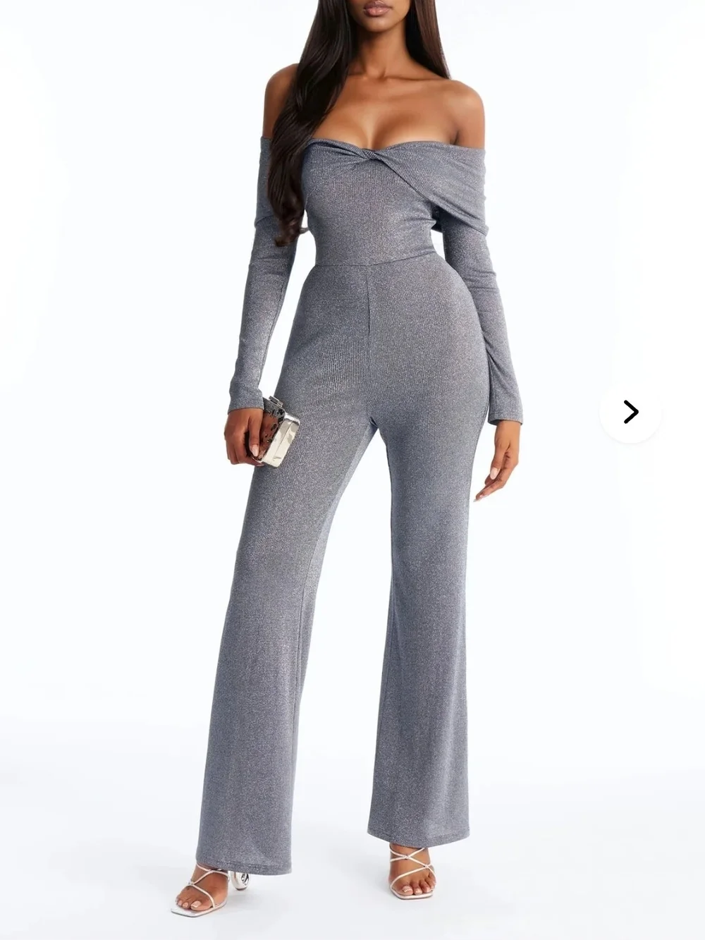 Fashion Nova Off-Shoulder Twist Jumpsuit - Gray